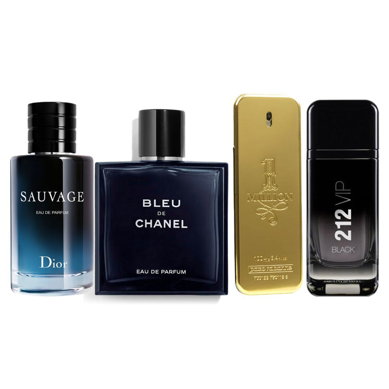 kit 4 Perfumes BLEU+SAUVAGE+ONE MILLION+212VIP BLACK